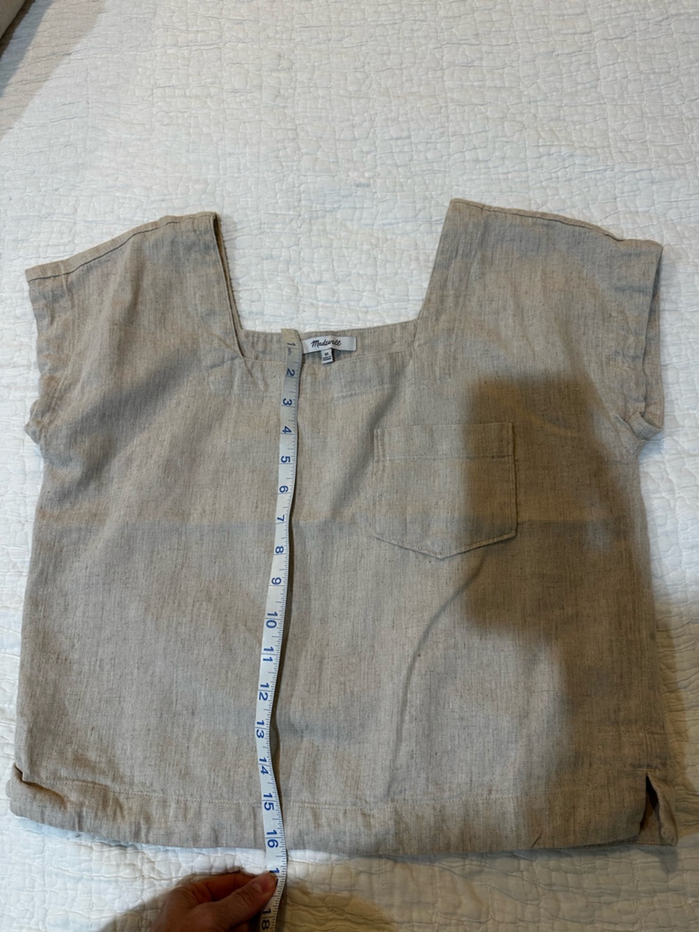 Madewell Natural Linen-Blend Square Neck Pocket Top